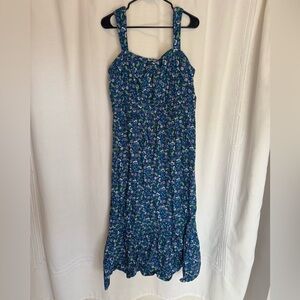 LOFT Blue and Green Floral Maxi Dress